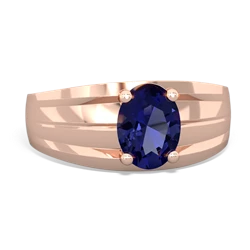 Lab Sapphire Men's Two Lane 14K Rose Gold ring R0363