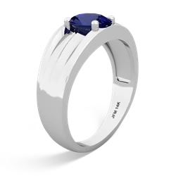 Lab Sapphire Men's Two Lane 14K White Gold ring R0363