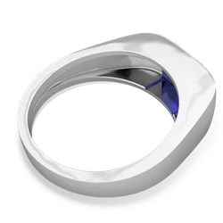 Lab Sapphire Men's Emerald-Cut Bezel 14K White Gold ring R0410