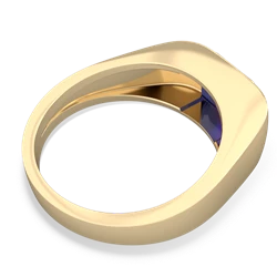 Lab Sapphire Men's Emerald-Cut Bezel 14K Yellow Gold ring R0410