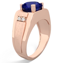 Lab Sapphire Men's 9Mm Round 14K Rose Gold ring R1822