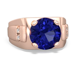 Lab Sapphire Men's 9Mm Round 14K Rose Gold ring R1822