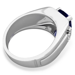 Lab Sapphire Men's 9Mm Round 14K White Gold ring R1822