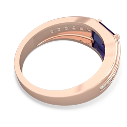 Lab Sapphire Men's Diamond Channel 14K Rose Gold ring R0500