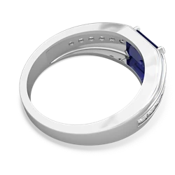 Lab Sapphire Men's Diamond Channel 14K White Gold ring R0500