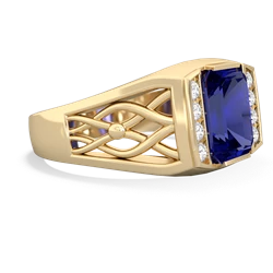 Lab Sapphire Men's Vine 14K Yellow Gold ring R0490