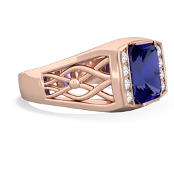 Lab Sapphire Men's Vine 14K Rose Gold ring R0490