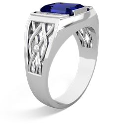 Lab Sapphire Men's Vine 14K White Gold ring R0490