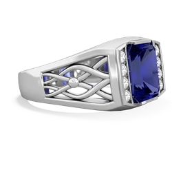 Lab Sapphire Men's Vine 14K White Gold ring R0490