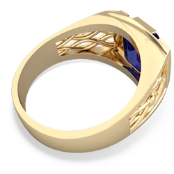 Lab Sapphire Men's Vine 14K Yellow Gold ring R0490