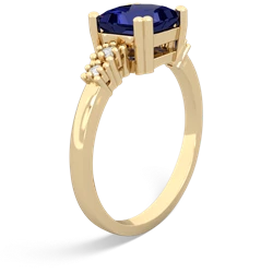 Lab Sapphire Art Deco Princess 14K Yellow Gold ring R2014