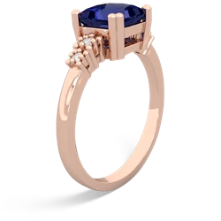 Lab Sapphire Art Deco Princess 14K Rose Gold ring R2014