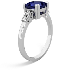 Lab Sapphire Art Deco Princess 14K White Gold ring R2014