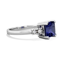 Lab Sapphire Art Deco Princess 14K White Gold ring R2014