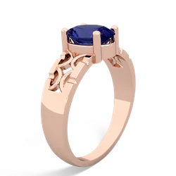 Lab Sapphire Art Deco Filigree 14K Rose Gold ring R2322