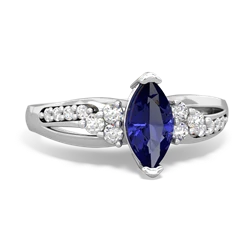 Lab Sapphire Royal Marquise 14K White Gold ring R2343