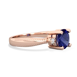 Lab Sapphire Cushion Rope 14K Rose Gold ring R2484