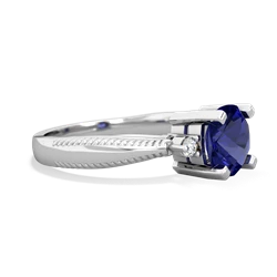 Lab Sapphire Cushion Rope 14K White Gold ring R2484