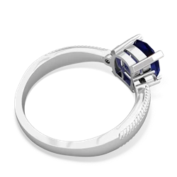 Lab Sapphire Cushion Rope 14K White Gold ring R2484