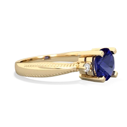 Lab Sapphire Cushion Rope 14K Yellow Gold ring R2484