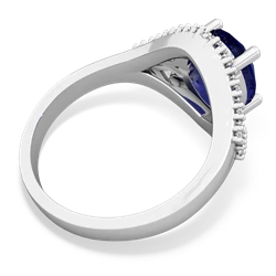 Lab Sapphire Antique Style Cocktail 14K White Gold ring R2564