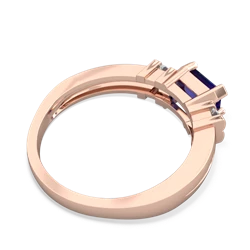 Lab Sapphire Art Deco East-West 14K Rose Gold ring R2590