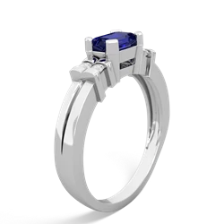 Lab Sapphire Art Deco East-West 14K White Gold ring R2590