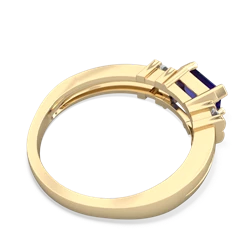 Lab Sapphire Art Deco East-West 14K Yellow Gold ring R2590