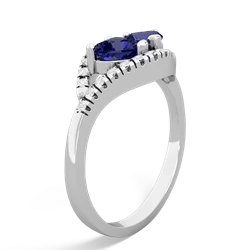 Lab Sapphire Mother And Child 14K White Gold ring R3010