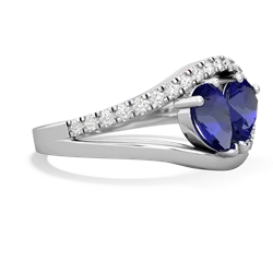 Lab Sapphire Nestled Heart Keepsake 14K White Gold ring R5650