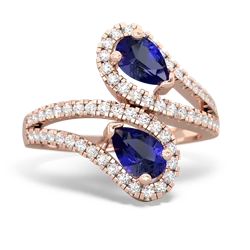 Lab Sapphire Diamond Dazzler 14K Rose Gold ring R3000