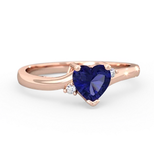 Lab Sapphire Delicate Heart 14K Rose Gold ring R0203