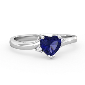 Lab Sapphire Delicate Heart 14K White Gold ring R0203