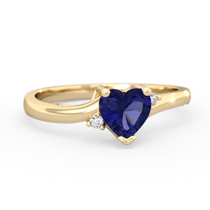 Lab Sapphire Delicate Heart 14K Yellow Gold ring R0203