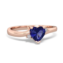 Lab Sapphire Delicate Heart 14K Rose Gold ring R0203