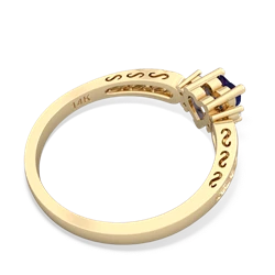 Lab Sapphire Filligree Scroll Heart 14K Yellow Gold ring R2429