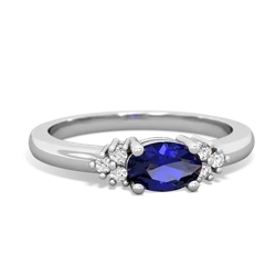 Lab Sapphire Simply Elegant East-West 14K White Gold ring R2480