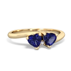 Lab Sapphire Sweethearts 14K Yellow Gold ring R5260