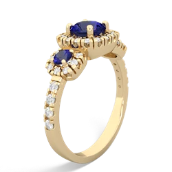 Lab Sapphire Regal Halo 14K Yellow Gold ring R5350