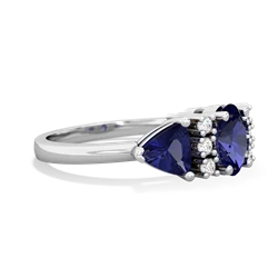 Lab Sapphire Antique Style Three Stone 14K White Gold ring R2186