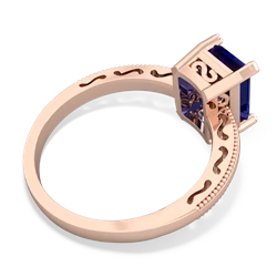 Lab Sapphire Milgrain Scroll 14K Rose Gold ring R2338