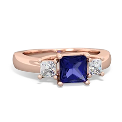 Lab Sapphire Three Stone Trellis 14K Rose Gold ring R4015