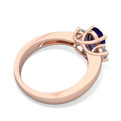 Lab Sapphire Diamond Three Stone Oval Trellis 14K Rose Gold ring R4024