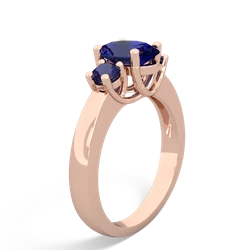 Lab Sapphire Three Stone Oval Trellis 14K Rose Gold ring R4024