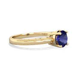 Lab Sapphire Milgrain Filigree 14K Yellow Gold ring R5090