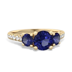 Lab Sapphire Pave Trellis 14K Yellow Gold ring R5500