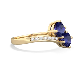 Lab Sapphire Channel Set Two Stone 14K Yellow Gold ring R5303