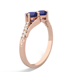 Lab Sapphire Infinity Pave Two Stone 14K Rose Gold ring R5285