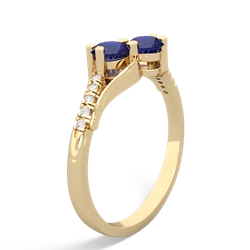 Lab Sapphire Infinity Pave Two Stone 14K Yellow Gold ring R5285