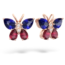 Lab Sapphire Butterfly 14K Rose Gold earrings E2215